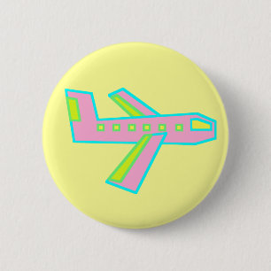 Badge Rond 5 Cm Avion rose de Zooper