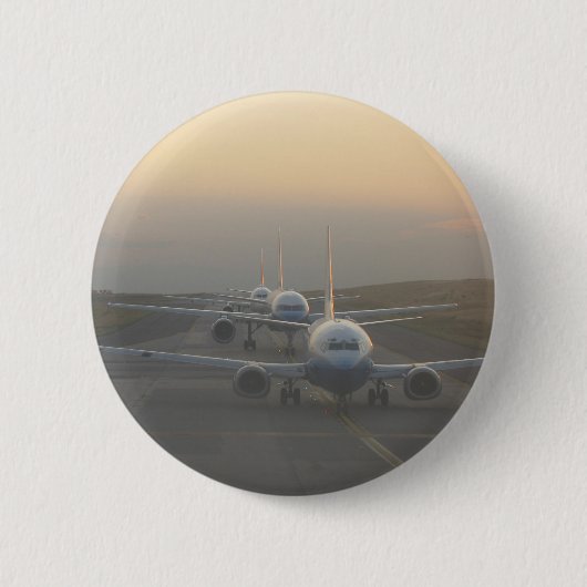 Badge Rond 5 Cm Avions sur une piste (Devant)