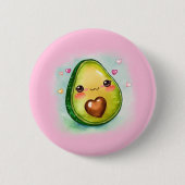 Badge Rond 5 Cm Avocado Cutie - Bouton, Rose (Devant)