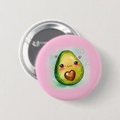 Badge Rond 5 Cm Avocado Cutie - Bouton, Rose (Devant & derrière)