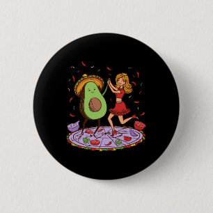 Badge Rond 5 Cm Avocado Danser Salsa Cinco De Mayo Mexicain Avocat