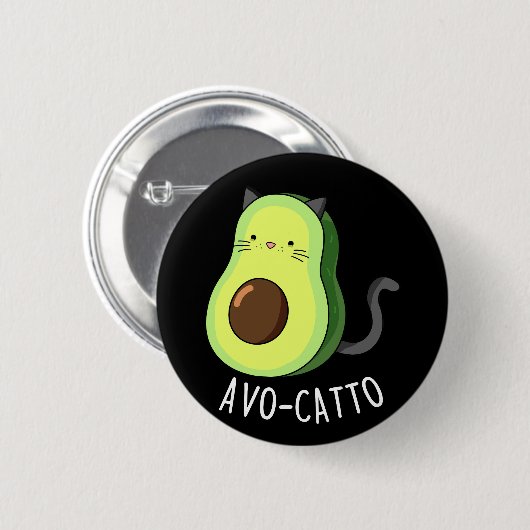 Badge Rond 5 Cm Avocatto Funny Avocado chat pun Dark BG (Devant & derrière)