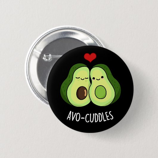 Badge Rond 5 Cm Avocuddin Drôle Avocado Couple Pun Dark BG (Devant & derrière)