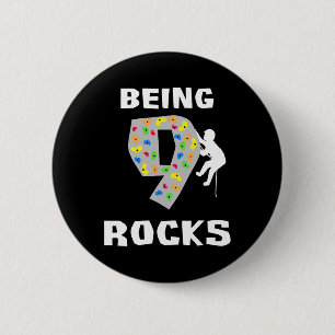 Badge Rond 5 Cm Avoir 9 Ans, c'est Génial Drôle Rock Climber Anniv