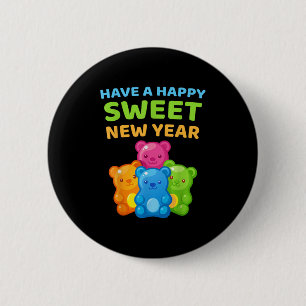 Badge Rond 5 Cm Avoir Un Joyeux Sucré Nouvel An Miel mignonne Bear