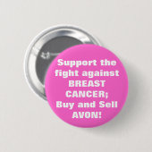 Badge Rond 5 Cm Avon : Bouton de cancer du sein (Devant & derrière)