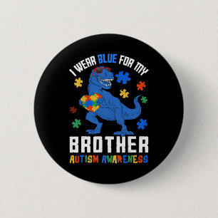 Badge Rond 5 Cm Avril Je Porte Bleu Pour Frère Dinosaure Autisme A