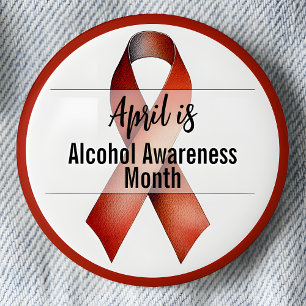 Badge Rond 5 Cm Avril Mois de sensibilisation à l'alcool Ruban
