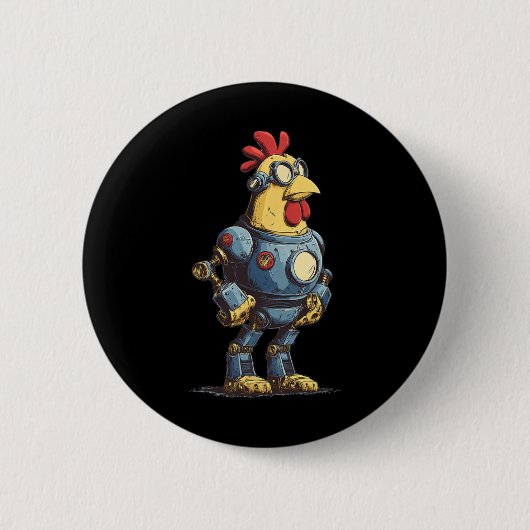 Badge Rond 5 Cm Awesome Chicken Robot For Future Animals Lovers  (Devant)
