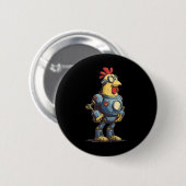 Badge Rond 5 Cm Awesome Chicken Robot For Future Animals Lovers  (Devant & derrière)