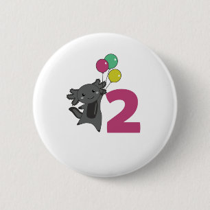 Badge Rond 5 Cm Axolotl Ballons D'Anniversaire Pour Enfants