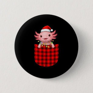 Badge Rond 5 Cm Axolotl Buffalo Rouge à Carreaux Cket Noël Drôle H
