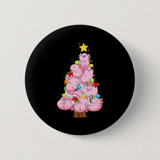 Badge Rond 5 Cm Axolotl Christmas Tree Ornament Fish Axolotl Anima (Devant)