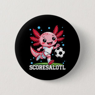 Badge Rond 5 Cm Axolotl de football mignon Scoresalotl Xolotl drôl