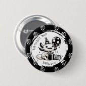 Badge Rond 5 Cm Axolotl et ballons noirs et blancs Anniversaire (Devant & derrière)