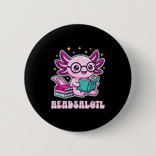 Badge Rond 5 Cm Axolotl mignon amoureux de la lecture de livres dr