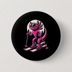 Badge Rond 5 Cm Axolotl Skiant Skieur Amateur de Ski Pour Hommes F