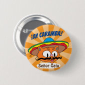 Badge Rond 5 Cm Ay Caramba ! Carton Mustache Chat Señor Bouton Gat (Devant & derrière)