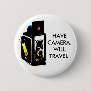 BADGE ROND 5 CM AYEZ LE VOYAGE DE CAMERA.WILL. BOUTON
