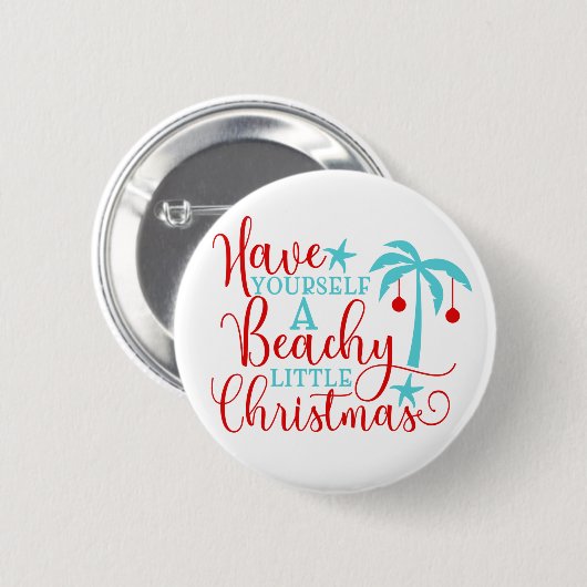 Badge Rond 5 Cm Ayez-vous un petit Noël de plage (Devant & derrière)