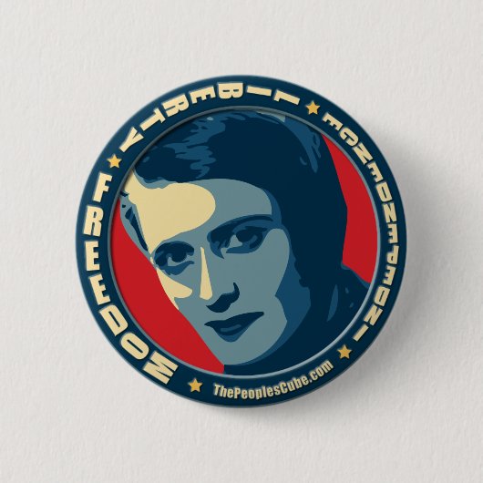 Badge Rond 5 Cm Ayn Rand - gesticulé : Bouton d'OHP (Devant)