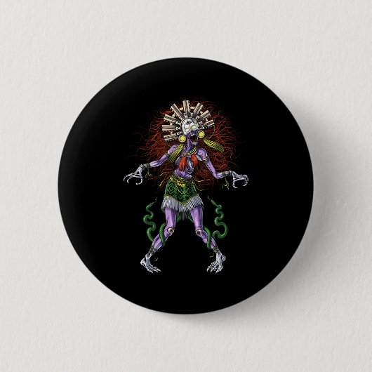 Badge Rond 5 Cm Aztec Mythologie Deity Tzitzimitl (Devant)