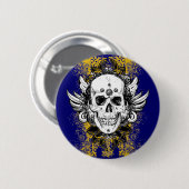 Badge Rond 5 Cm Aztec-Skull (Devant & derrière)