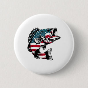 Badge Rond 5 Cm B Drapeau américain Usa Pêche