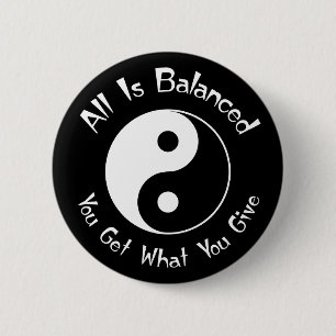 Badge Rond 5 Cm B et bouton de Yin Yang d'équilibre de W