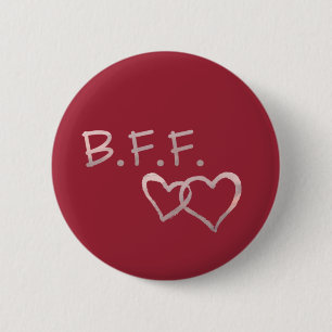 Badge Rond 5 Cm B F F avec les coeurs liés