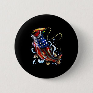 Badge Rond 5 Cm B Pêche Poisson Drapeau Américain Papa Père Quatre