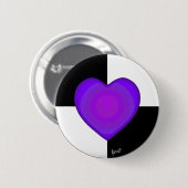 Badge Rond 5 Cm B&W Purple Hearts Beating (Devant & derrière)