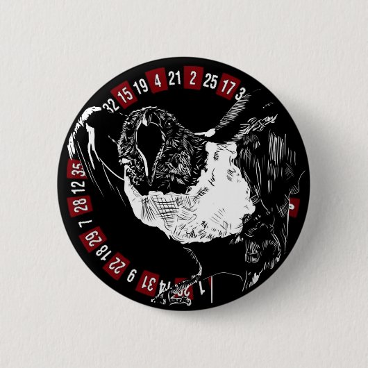 Badge Rond 5 Cm B&W Raven (Devant)