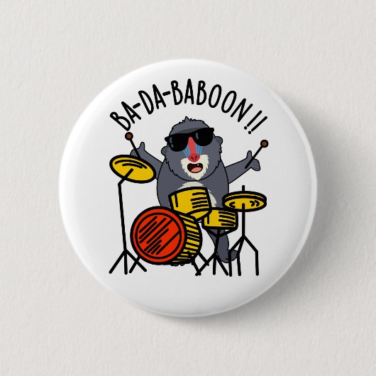 Badge Rond 5 Cm Ba-da-ba-boon Funny Singe Baboon Pun (Devant)