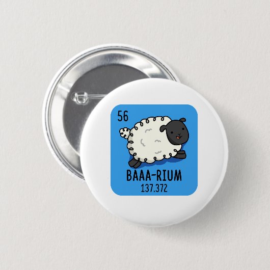 Badge Rond 5 Cm Baa-rium Funny Sheep Chimie Pun (Devant & derrière)