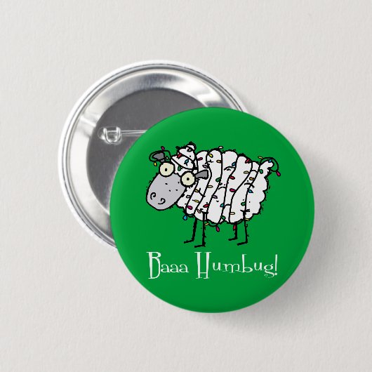 Badge Rond 5 Cm Baaa Bah Humbug Funny Noël (Devant & derrière)