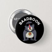 Badge Rond 5 Cm Baadboon Funny Bad Baboon Pun Dark BG (Devant & derrière)
