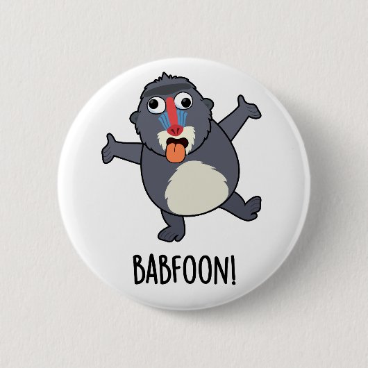 Badge Rond 5 Cm Bab-foon Funny Baffoon Baboon Pun (Devant)