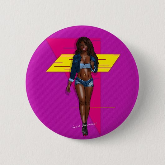 Badge Rond 5 Cm Babe au jean bleu (Devant)