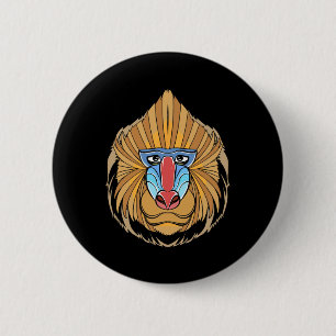 Badge Rond 5 Cm Baboon Visage Halloween Effrayant Baboon Singe