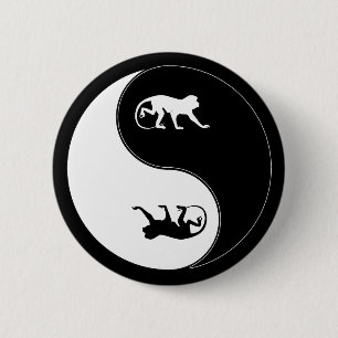Badge Rond 5 Cm Babouin de Yin Yang