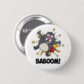 Badge Rond 5 Cm Babouin Drôle de Singe Explosant Babouin Pun (Devant & derrière)