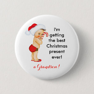 Badge Rond 5 Cm Baby Boy Christmas Faire-part personnalisable