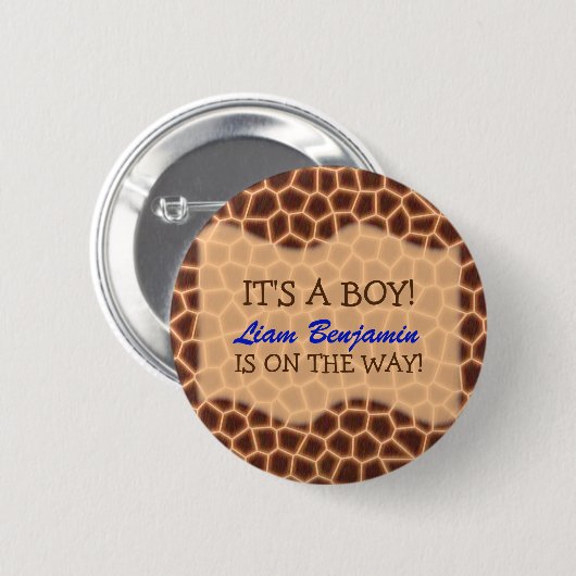 Badge Rond 5 Cm Baby Boy - Giraffe Baby shower à thème (Devant & derrière)