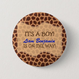 Badge Rond 5 Cm Baby Boy - Giraffe Baby shower à thème