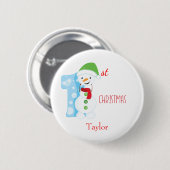 Badge Rond 5 Cm Baby First Christmas Snowman (Devant & derrière)