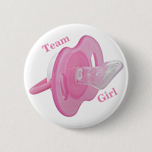 Badge Rond 5 Cm Baby Gender Reveal Party - Team Girl Pink