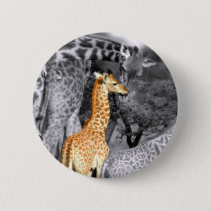 Badge Rond 5 Cm Baby Giraffe