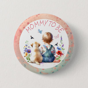 Badge Rond 5 Cm Baby Girl et son Baby shower de chiot Maman pour ê
