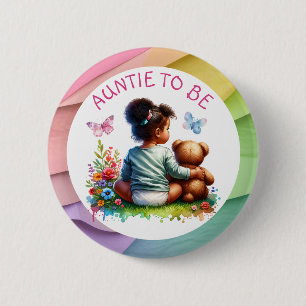 Badge Rond 5 Cm Baby Girl et son ours en peluche   Tante